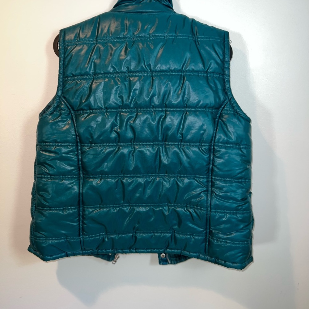 PINK Victoria's Secret Teal Quilted Puffer Vest with Eagles Patch - Picture 4 of 7